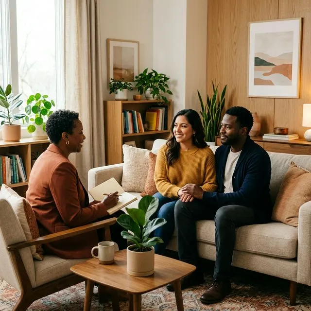 Couple receiving relationship counseling